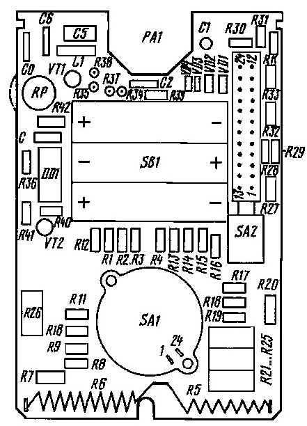 Схема расположения элементов прибора 43104